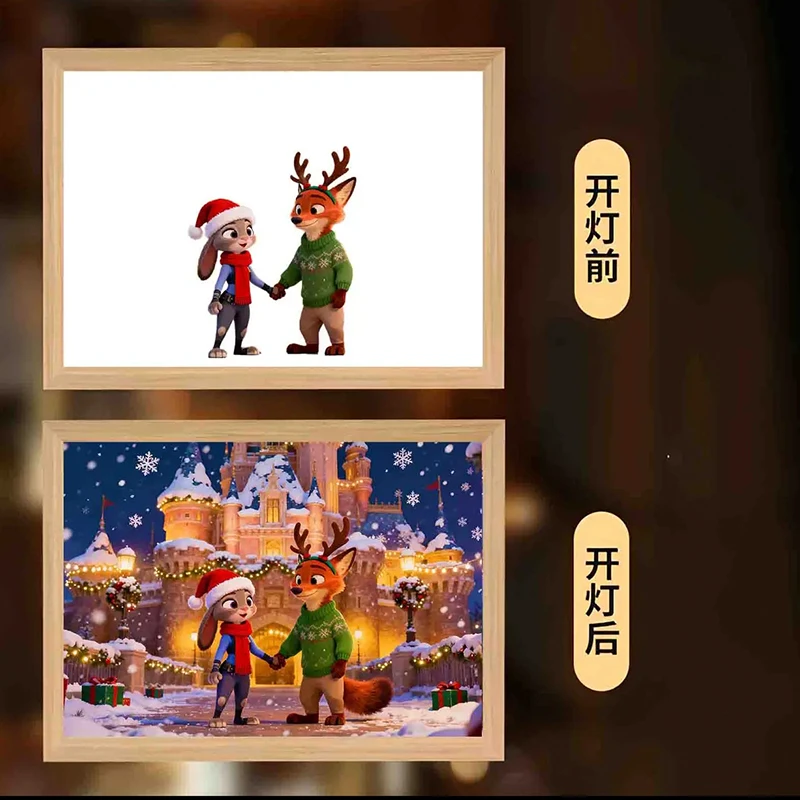 疯狂动物城灯光画朱迪尼克动漫周边小夜灯电脑桌摆件生日礼物女生