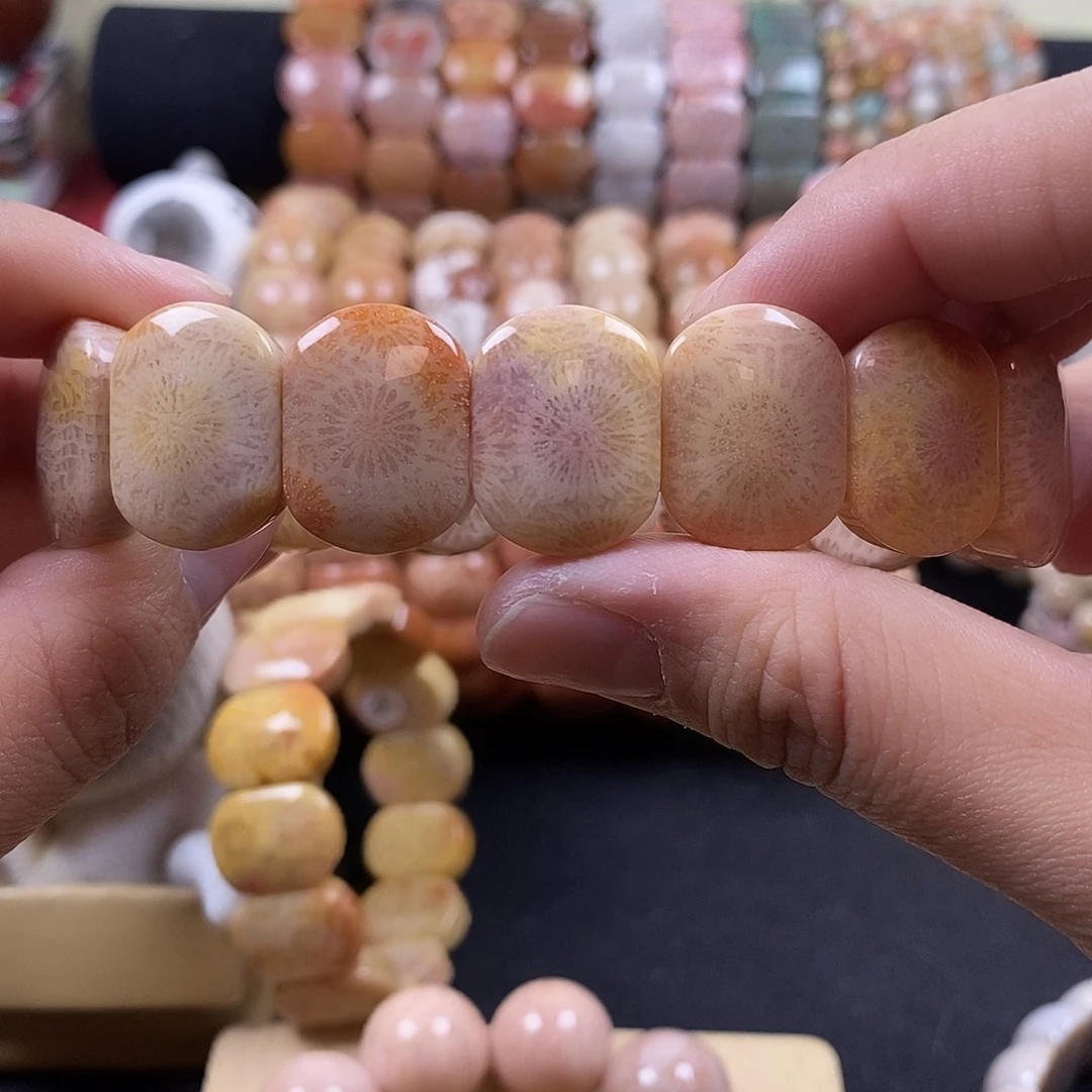 硅化珊瑚（珊瑚玉）未镶嵌手牌20号