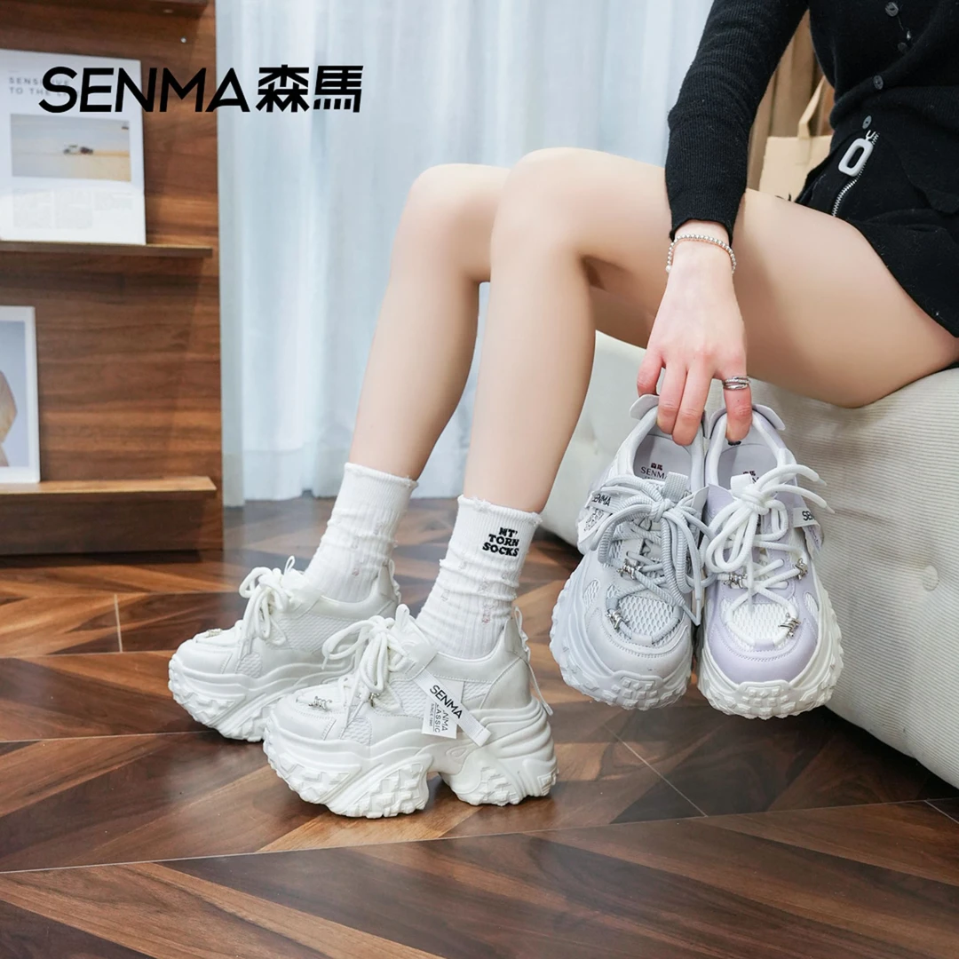 SENMA/森马2025年新款增高显脚小【厚底内增高9公分】时尚老爹鞋