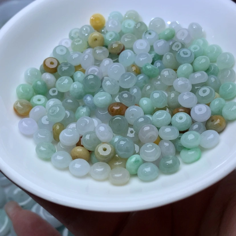 【闪购商品】未镶嵌手链翡翠卡4乘6.5冰三彩鼓珠50颗