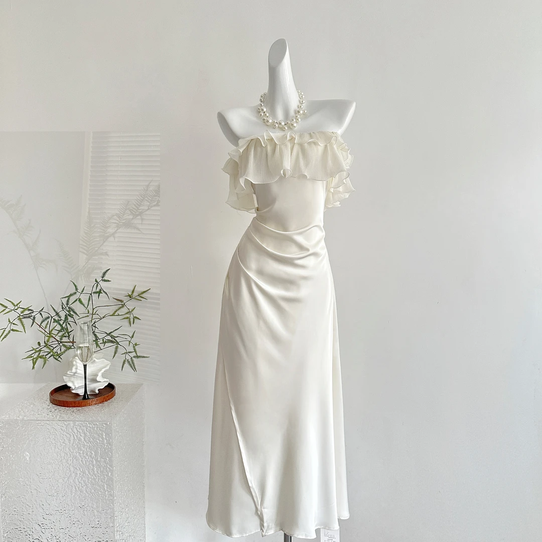 从一时刻呼吸决定纯欲风缎面鱼尾连衣裙一裙多穿高级晚礼长裙