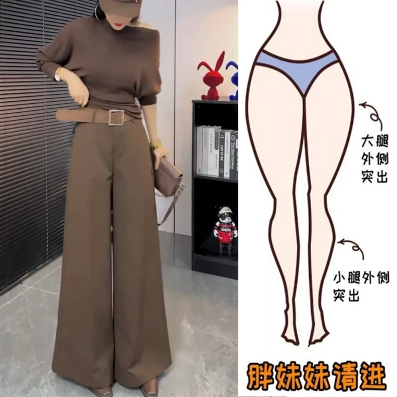 Aimeerosa/艾洛莎2025秋季新款复古美式通勤西装裤高腰显瘦阔腿裤