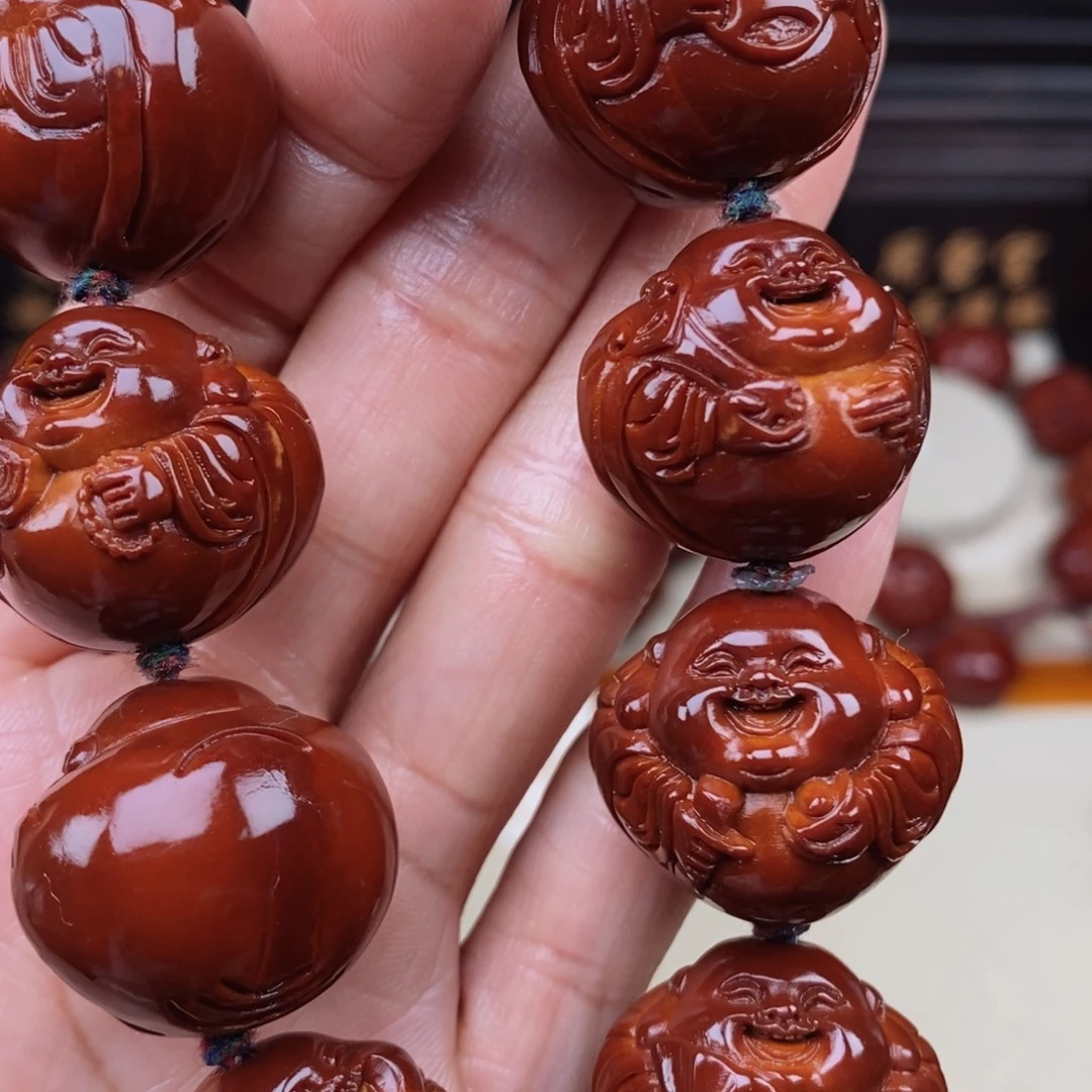 ****望橄榄核吊坠八宝弥勒