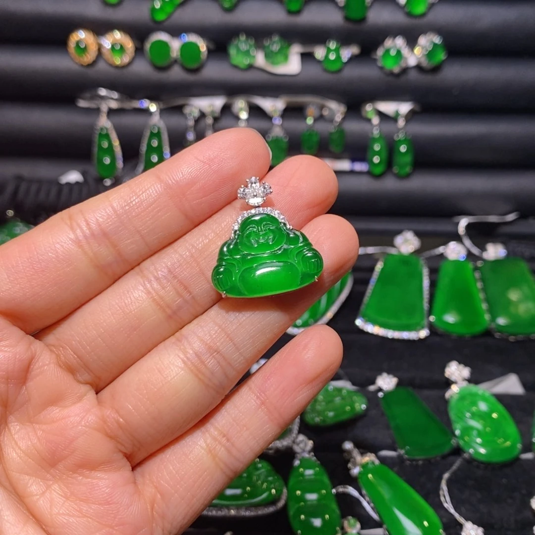 翡翠18K金镶嵌吊坠(不含链)佛公