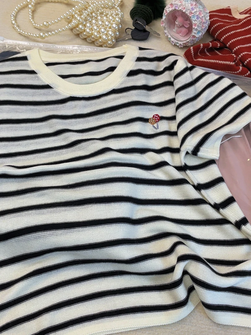 【小蘑菇黑条纹】 夏季亲肤透气短袖