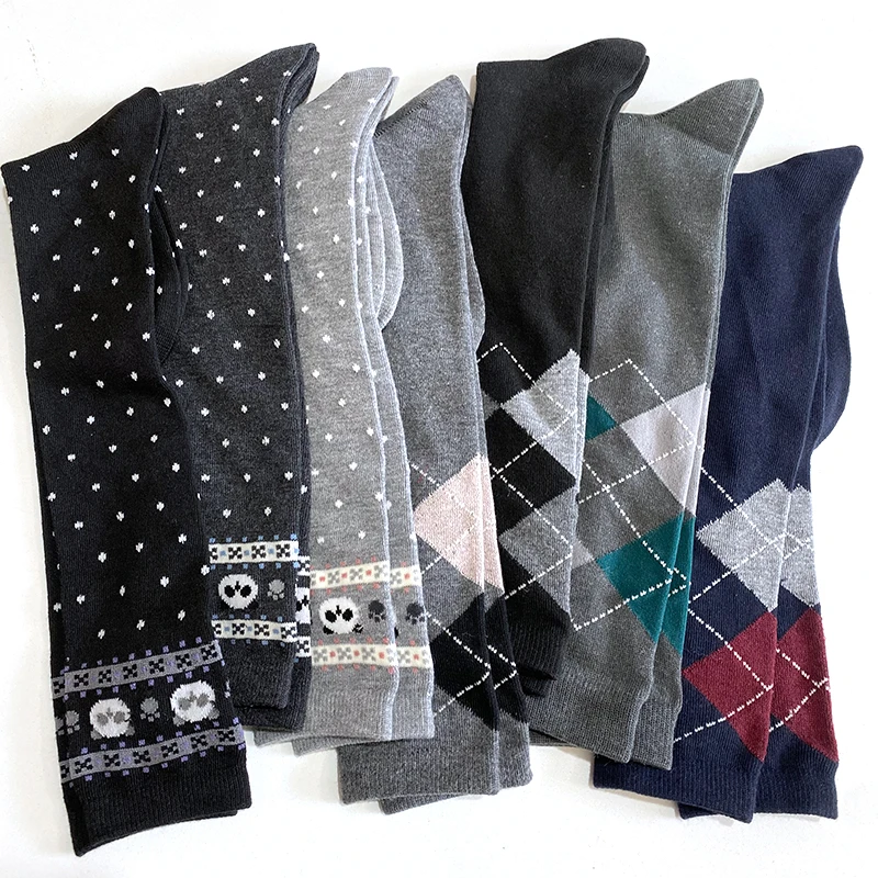 【南风草木香】日单薄棉小腿袜舒适百搭条纹菱格学院风女袜长袜