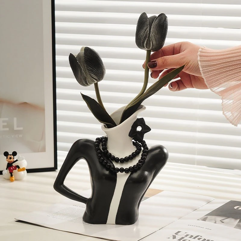 北欧ins风花瓶高级感轻奢摆件客厅插花创意艺术电视柜玄关装饰品