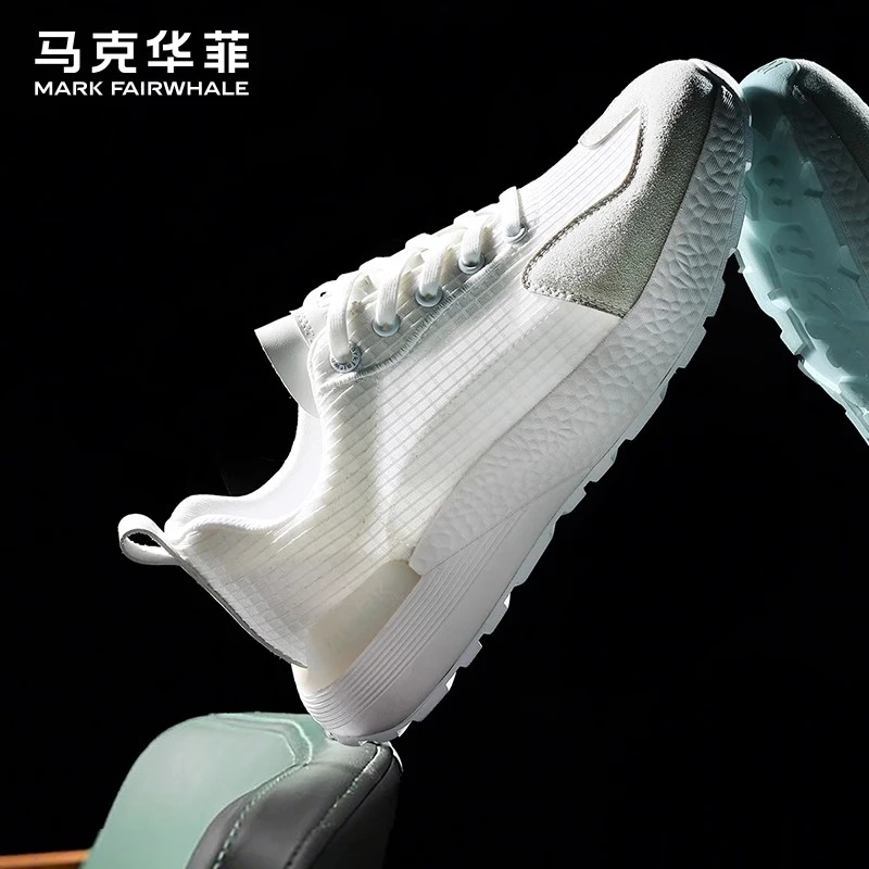 马克华菲男鞋秋季流行网鞋2025新款男士运动鞋软底白色镂空休闲鞋