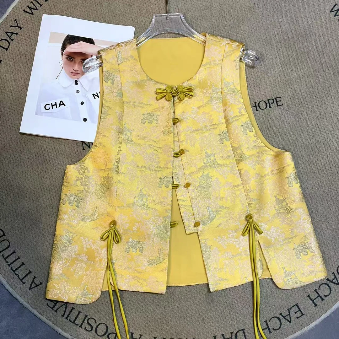 【亭台楼阁】新中式盘扣新款马甲宽松女轻国风气马甲坎肩2007