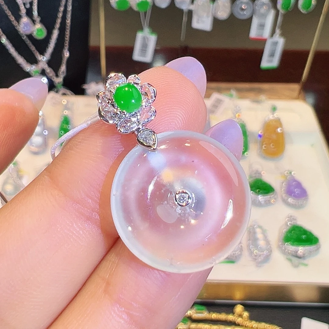 吊坠(不含链)18K金镶嵌翡翠