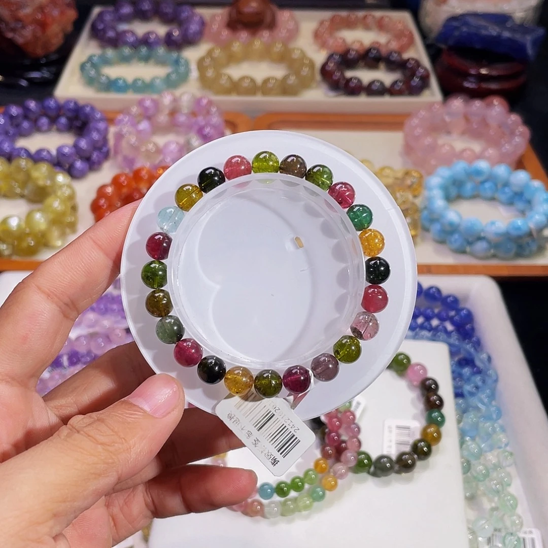 罗***姐手链碧玺未镶嵌老矿碧玺7.5mm