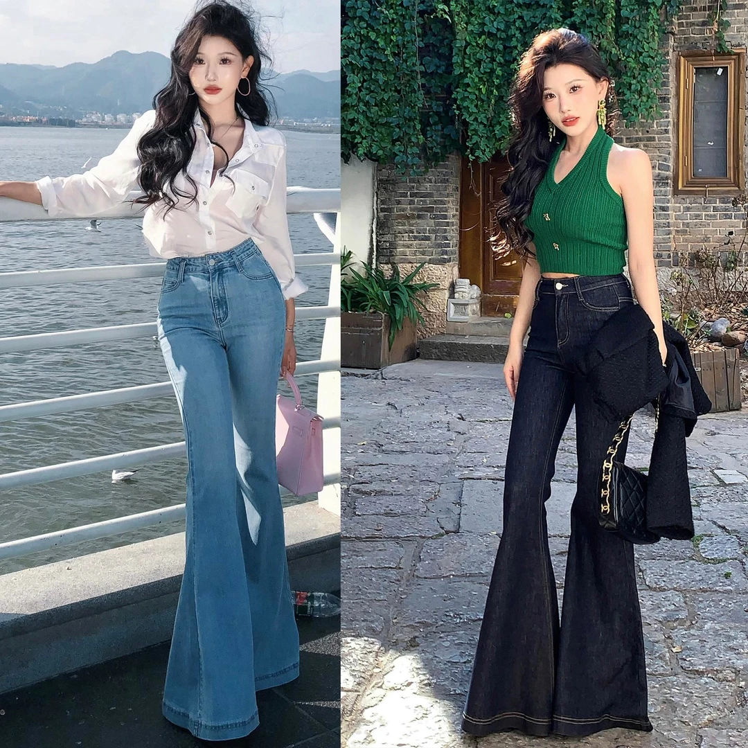 本命辣裤！超显瘦美式高腰喇叭裤