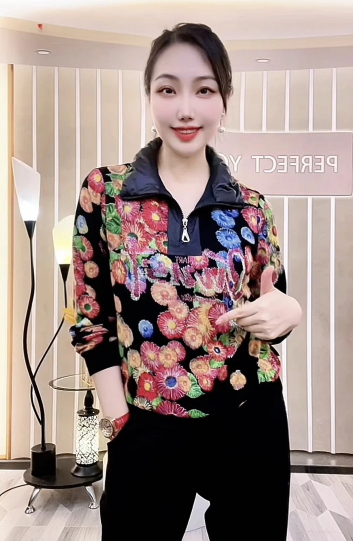 【花苞领太阳花】秋冬百搭韩版时尚宽松休闲长袖女士上衣卫衣8929