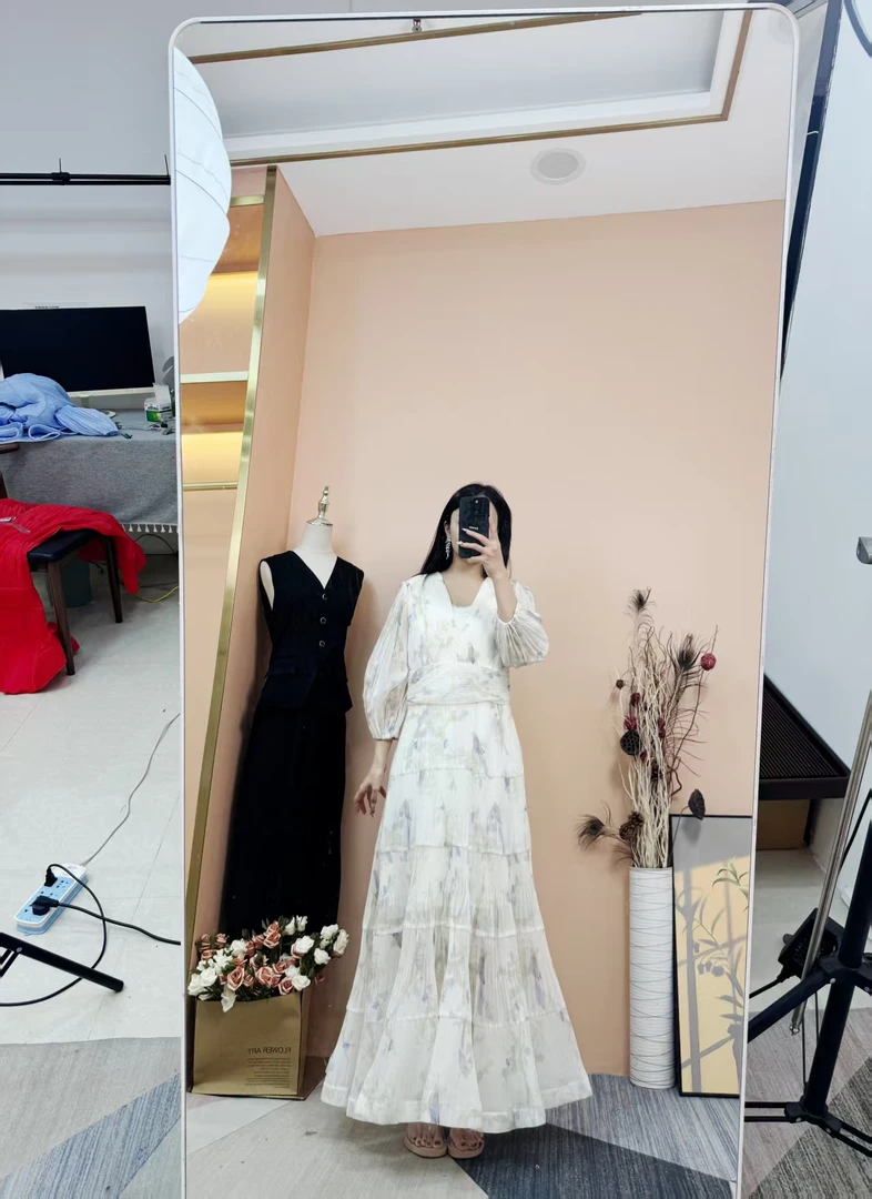 [依易原创]名媛高定轻奢百褶高腰大摆层层蛋糕裙C0703