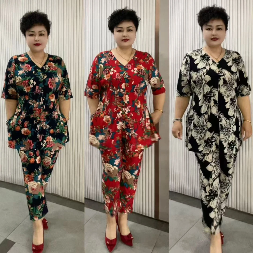 新款加肥套装上衣加裤子