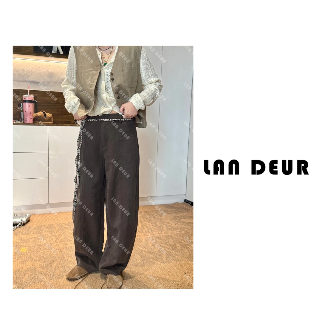 【暖风晚巷】天丝锦纶咖色时尚休闲百搭显瘦休闲阔腿拖地裤子女