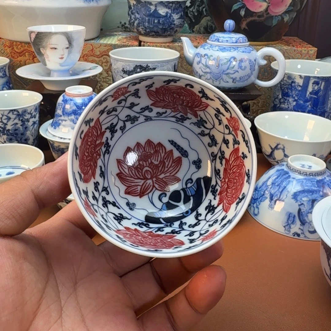 土***炮陶杯子景德镇全手工手绘陶瓷