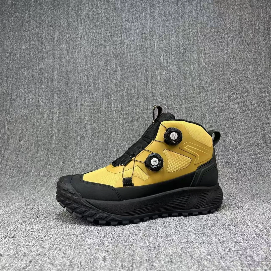 双纽扣冬季高帮加绒防滑厚底男士户外徒步登山鞋雪地靴男款耐磨