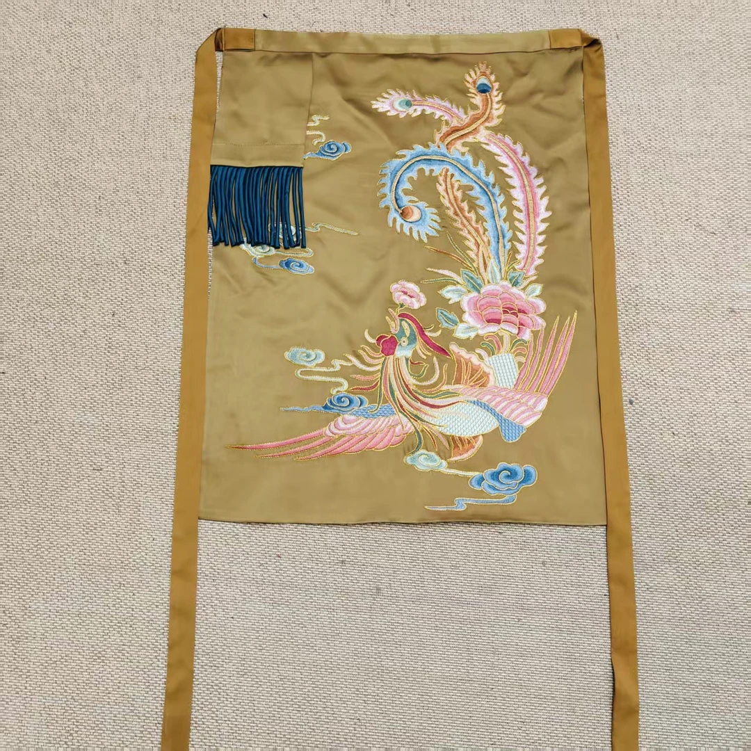 （LZ009-4）凤徕兮私人定制芥末黄色光板底盘金彩凤刺绣流苏腰封