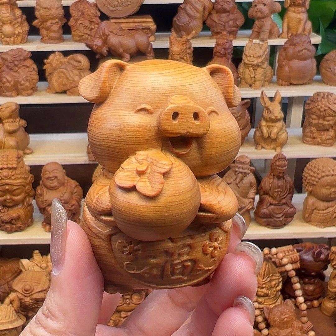 我***人崖柏太行崖柏手把件事事如意猪