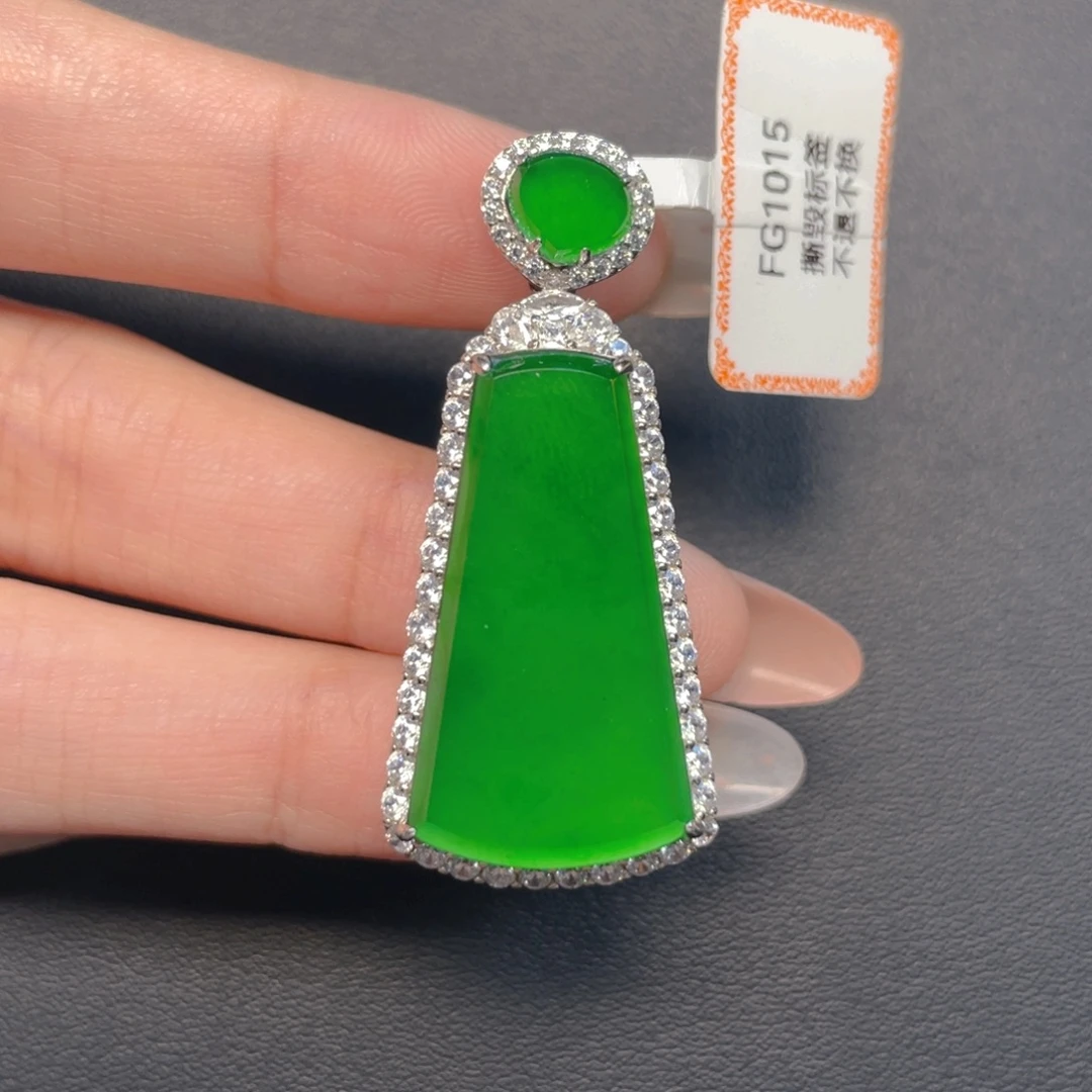 翡翠银S925镶嵌吊坠(不含链)