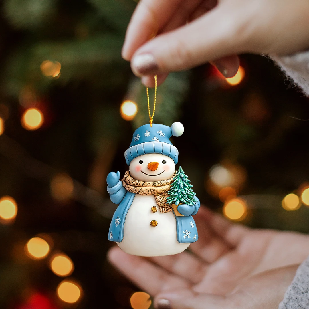 卡通可爱冬季雪人钥匙扣背包挂件节日装饰亚克力学生朋友氛围礼物