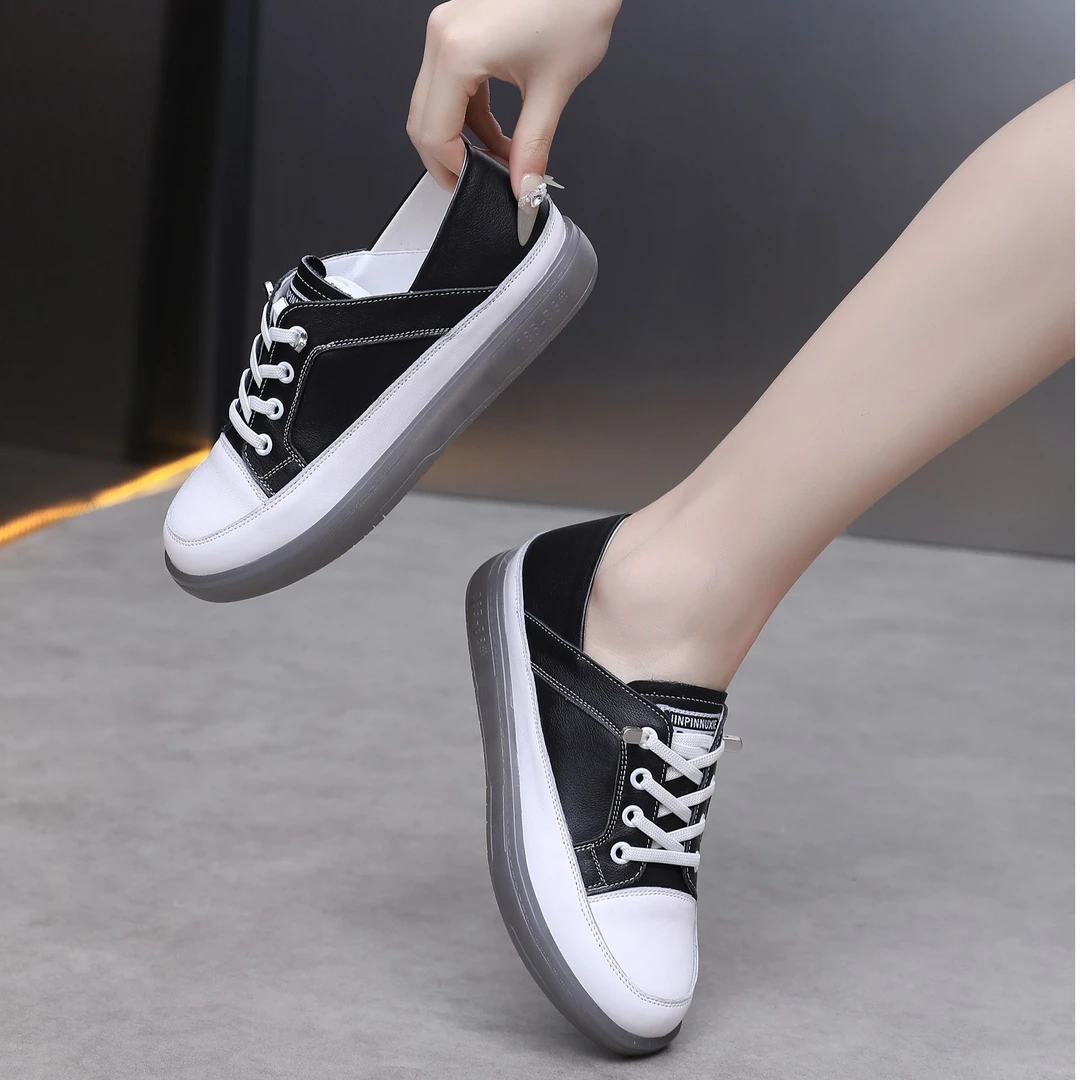 春秋新款小白鞋女百搭厚底鞋防滑软底牛筋底板鞋韩版时尚平底鞋