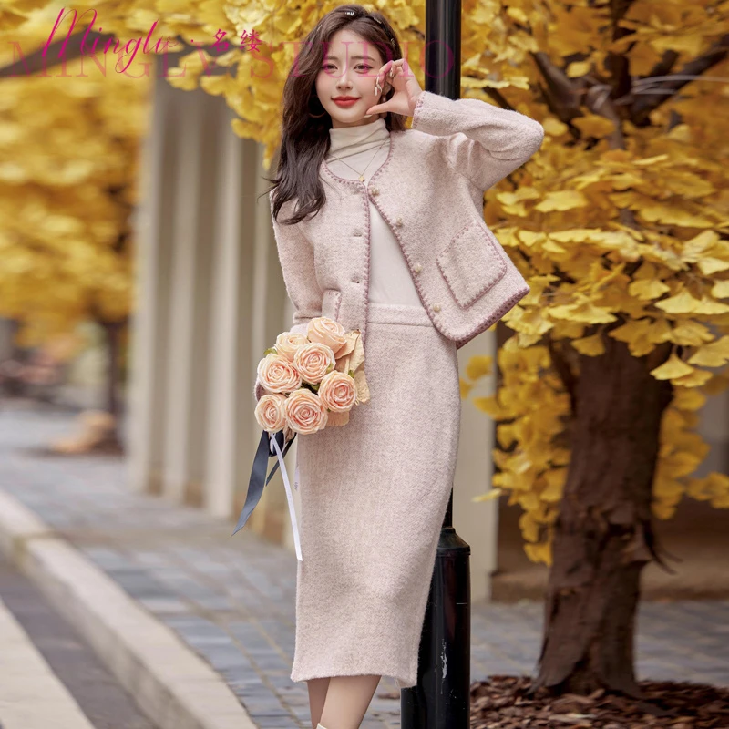 小香风高档服套装女秋冬2025新款爆款名媛气质富家千金毛呢套装裙