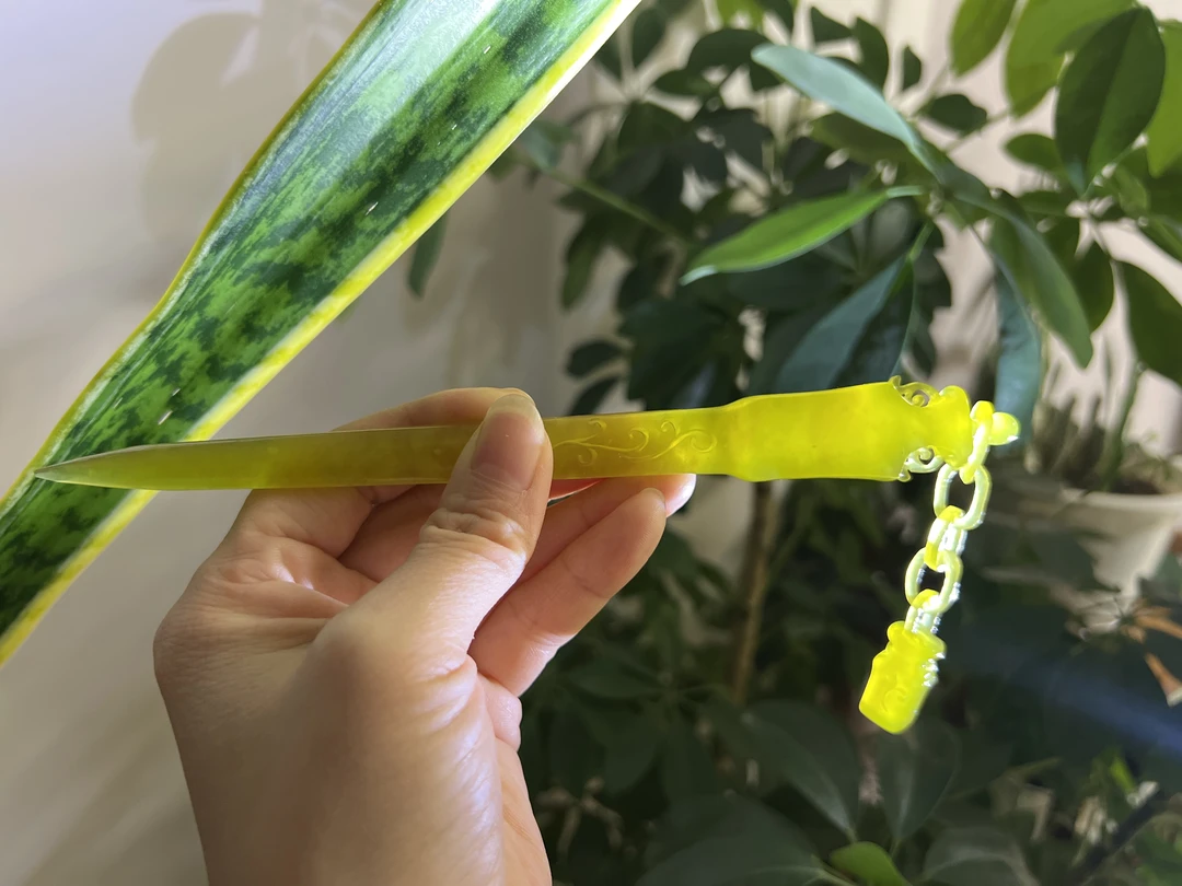 新中式国风岫玉发簪黄金玉花瓶流苏一体
