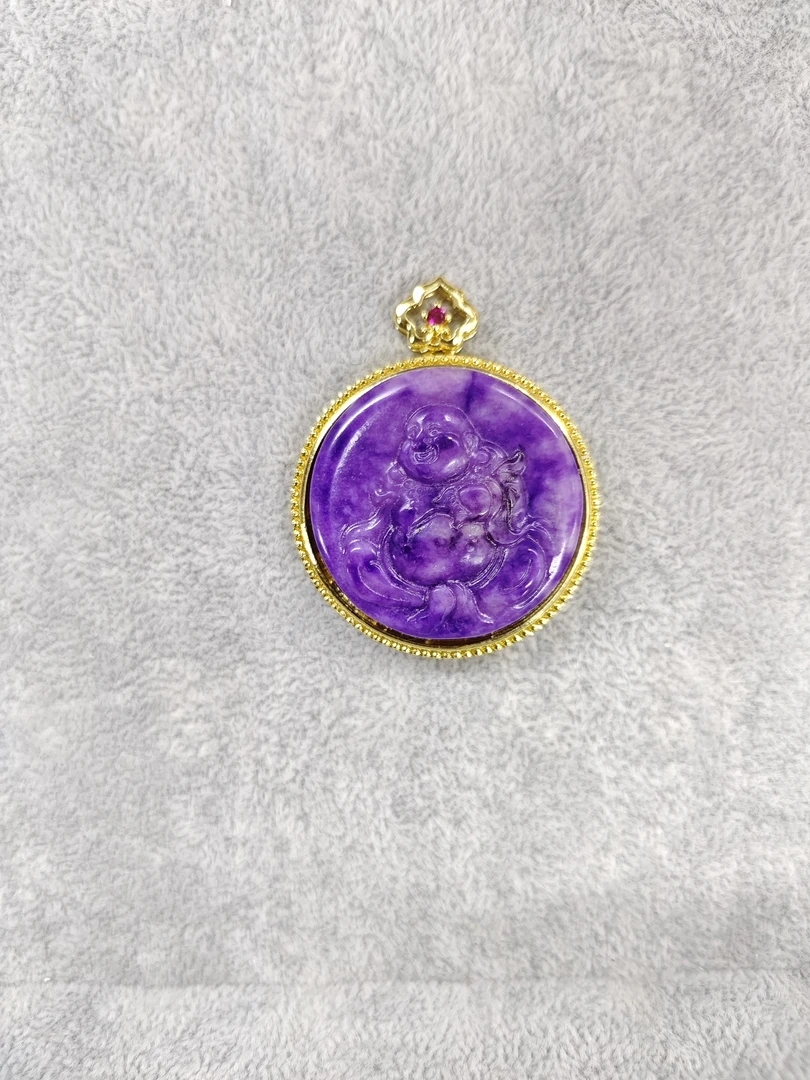 3085号紫色佛公吊坠