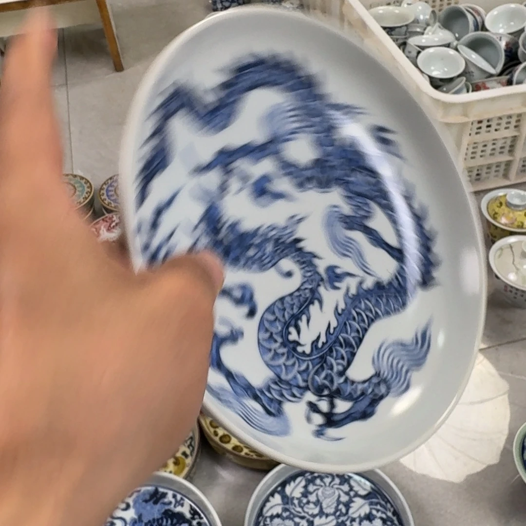 杯青花铠甲龙大壶承