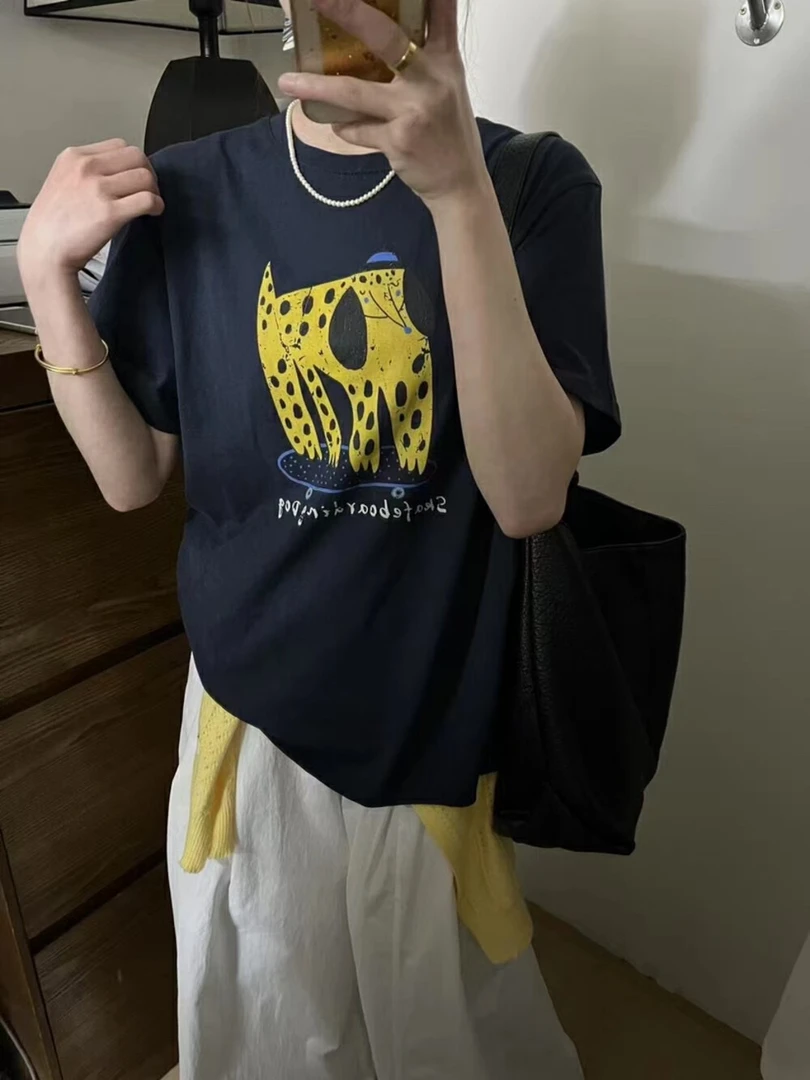 雪花棉圆领t恤女夏2025年新款薄款纯色小个子百搭半袖体恤上衣X6