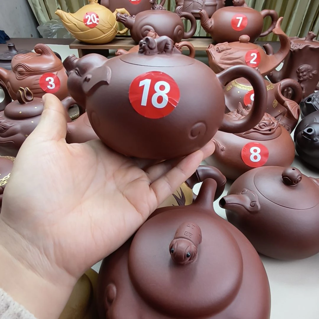 紫砂公道杯原矿紫砂泥制作的福猪壶