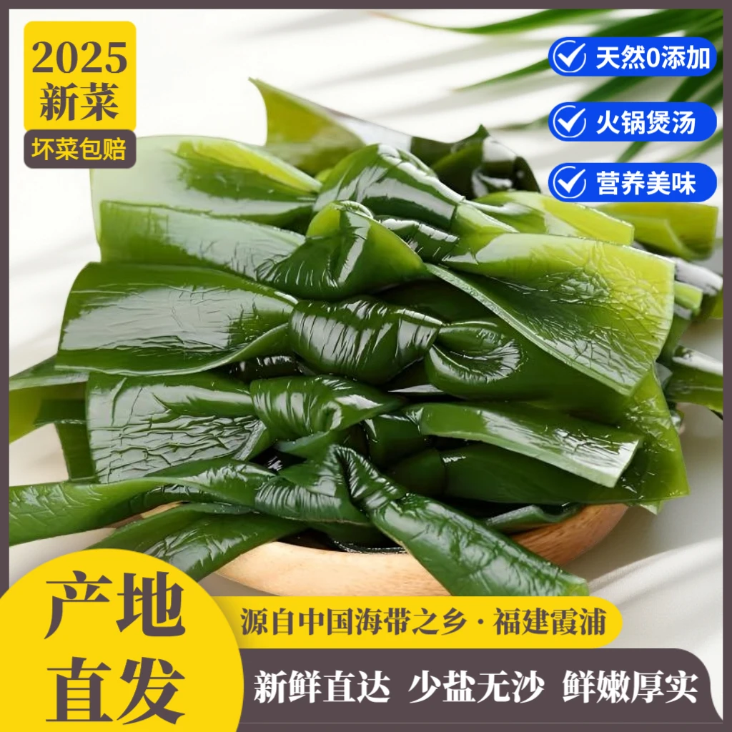 【产地直发】福建霞浦盐渍海带结少盐无沙鲜嫩厚片煲汤专用火锅凉拌