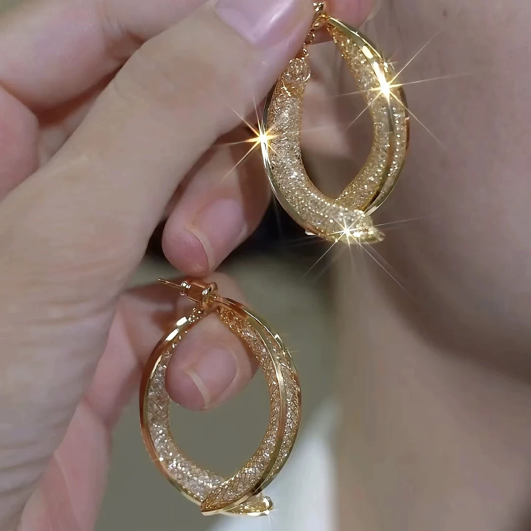 925银针耳饰 【104号】高级镂空网纱交叉耳环女时尚简约个性耳饰