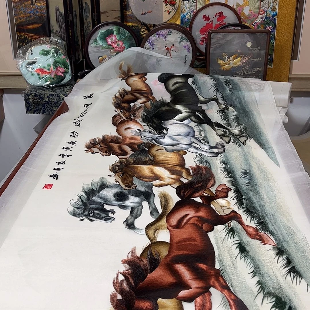 王***）刺绣纯手工刺绣画