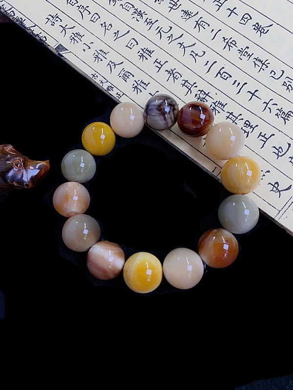 非金属布艺手链 纯天然真品白水牛百搭多宝手串保质保真盘玩文玩