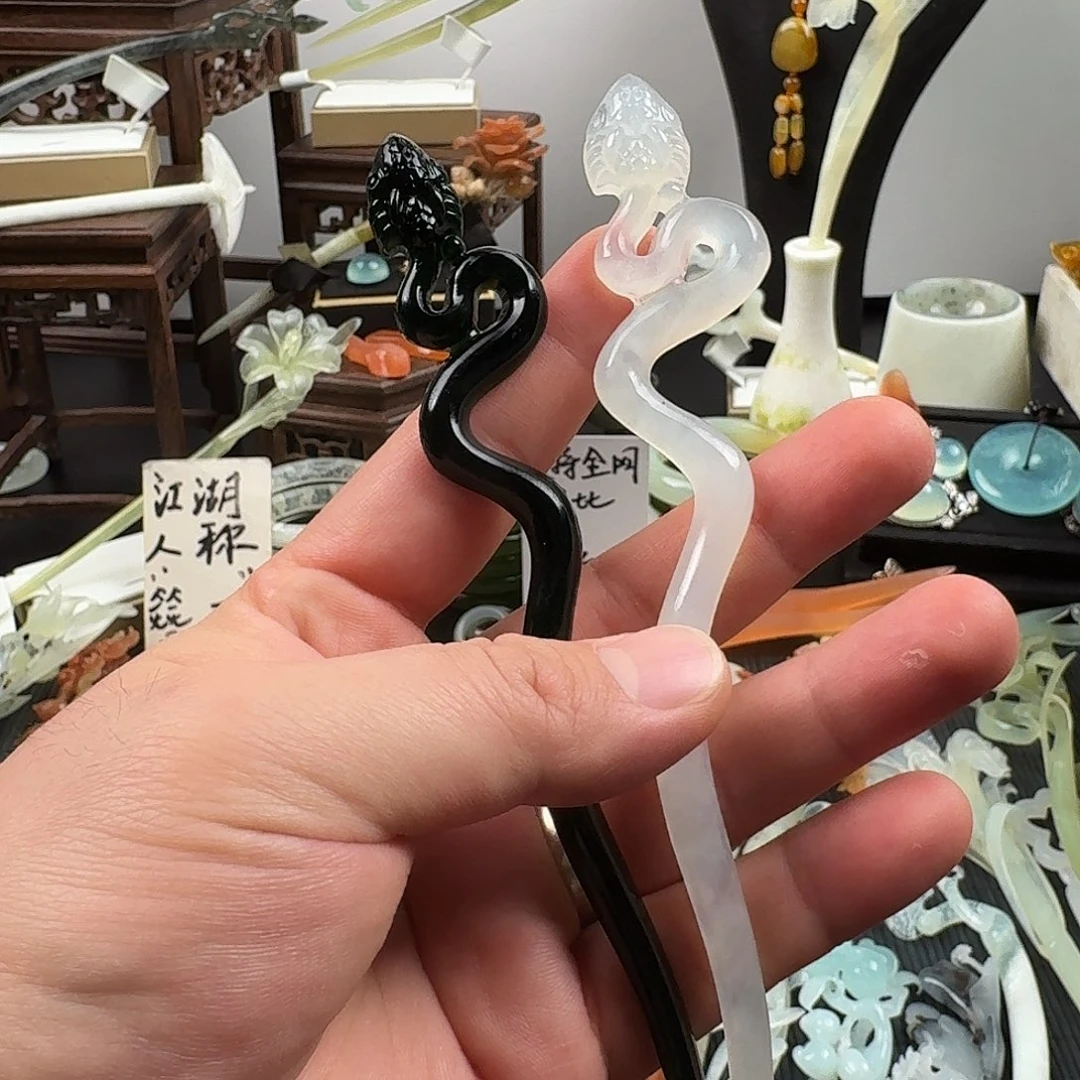 馨***悦蛇纹石玉未镶嵌发饰