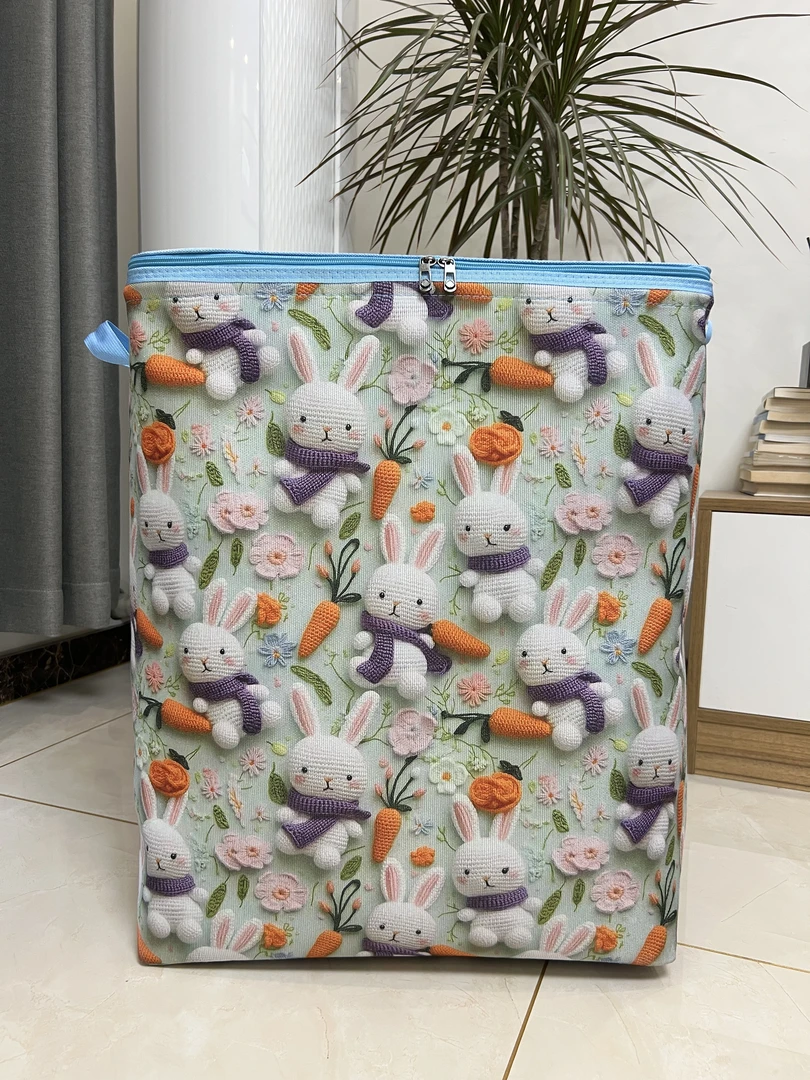 120升加钢圈双拉链兔子开盖防潮防水家用大容量防水印花储物收纳