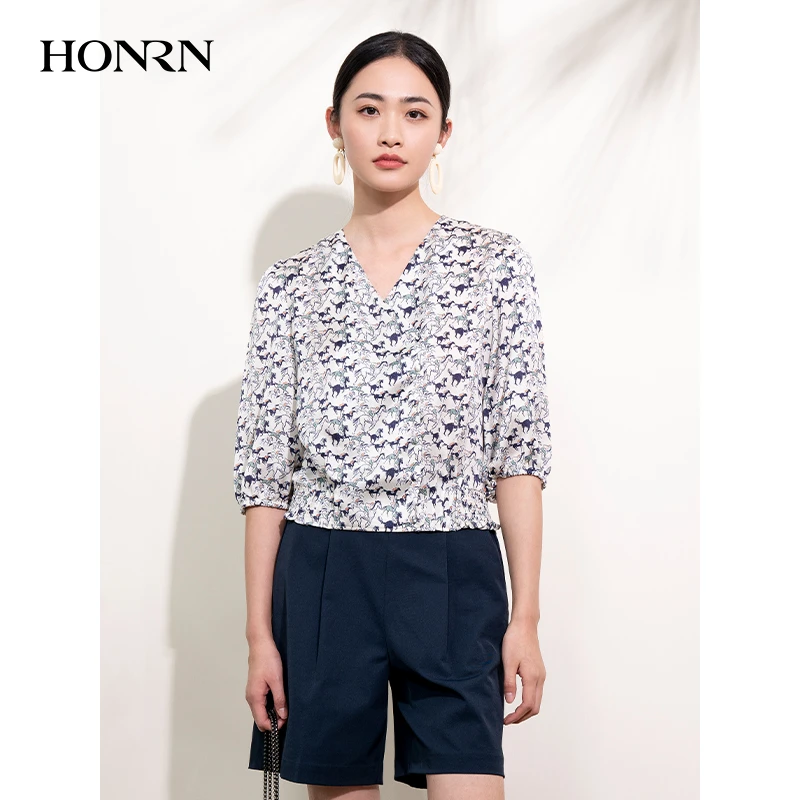 HONRN/红人气质修身显瘦金驼圆领无袖雪纺遮肚子减龄连衣裙女夏