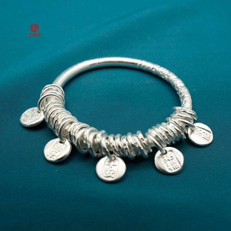 KIMYINJOY/京银匠 足银手镯 【终身回收】999.9祥云纹盘缠亮面手镯