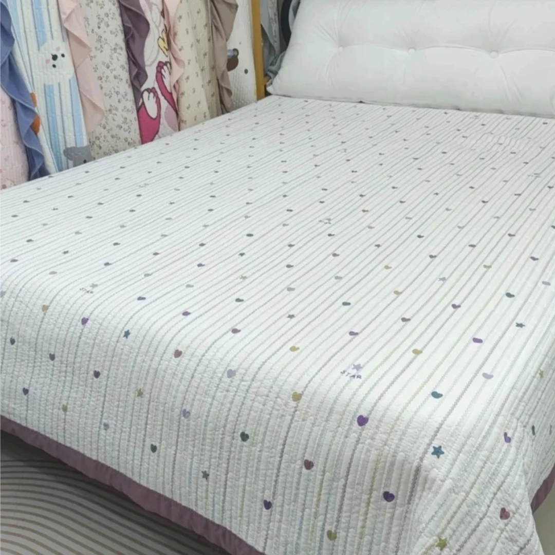【七彩爱心】200*230A类水洗棉床盖三层夹棉加大床盖四季通用