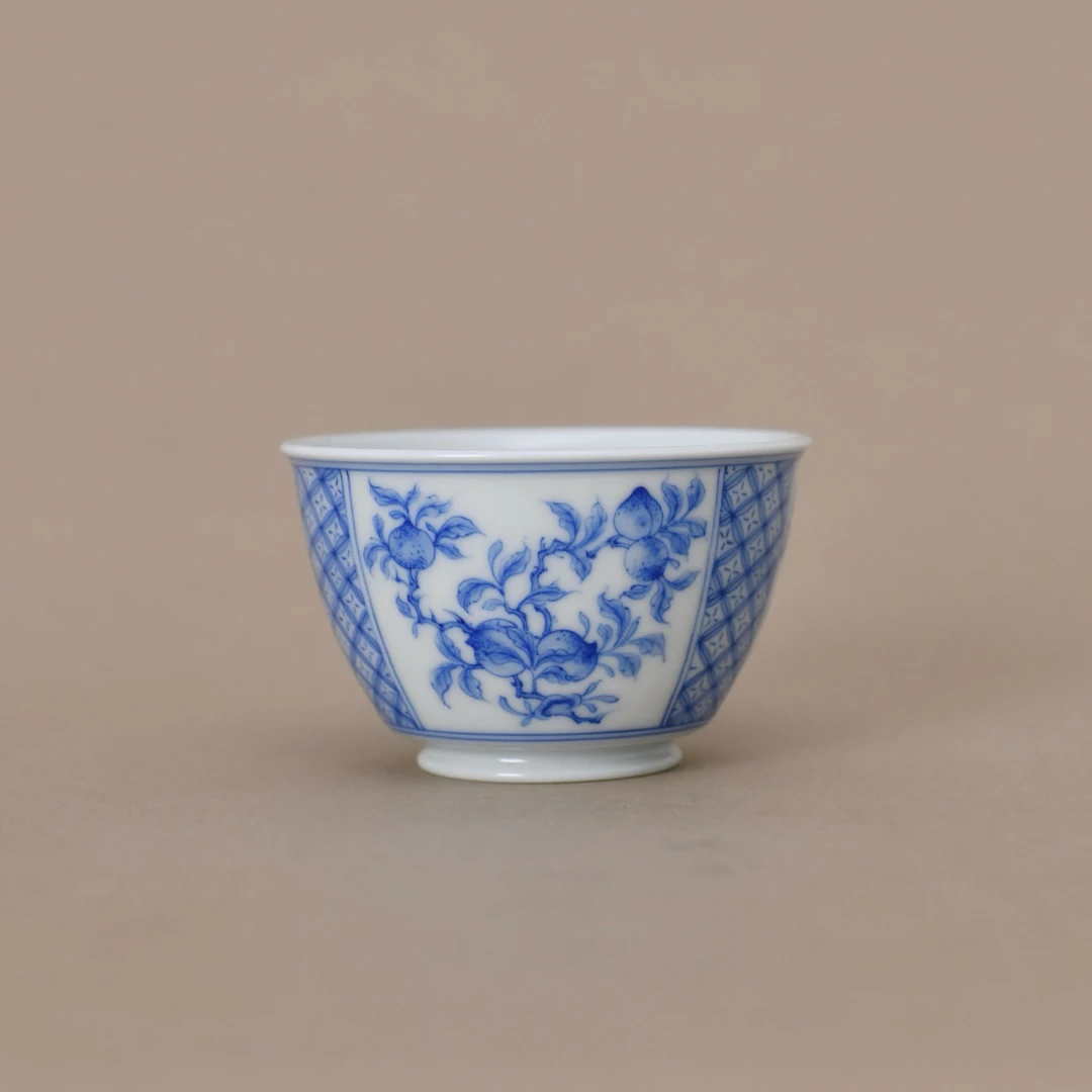 景德镇雨后三多茶杯青花手工陶瓷高端茶具主人杯