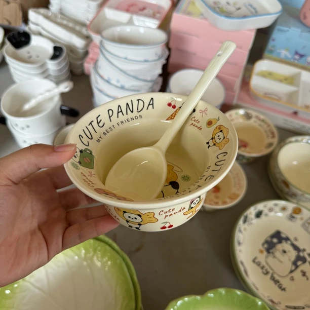 A203熊猫酸奶碗一碗一勺