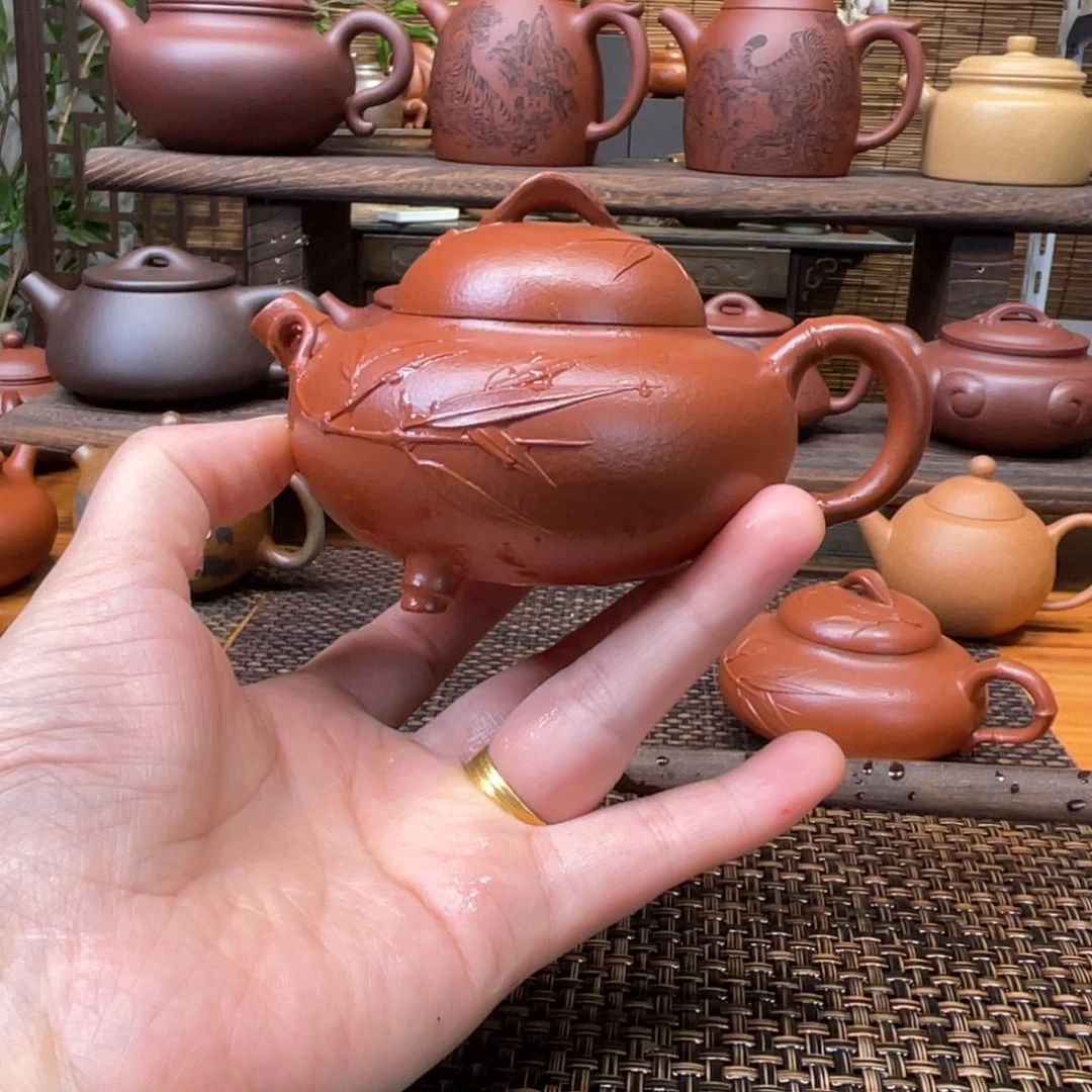 紫砂茶壶宜兴原矿紫砂手工制150