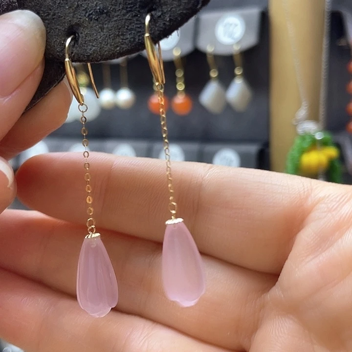 水晶耳饰18K金镶嵌