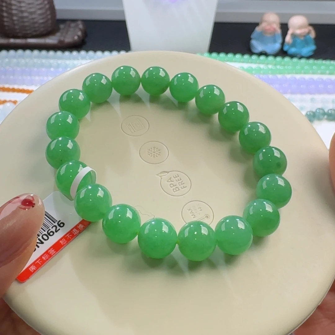 翡翠手链未镶嵌甜阳绿单圈10mm