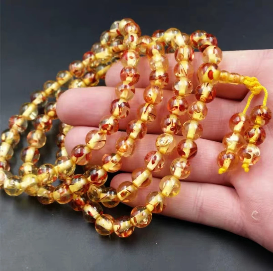 G017精美时尚气质百搭黄色树脂长款项链妈妈链