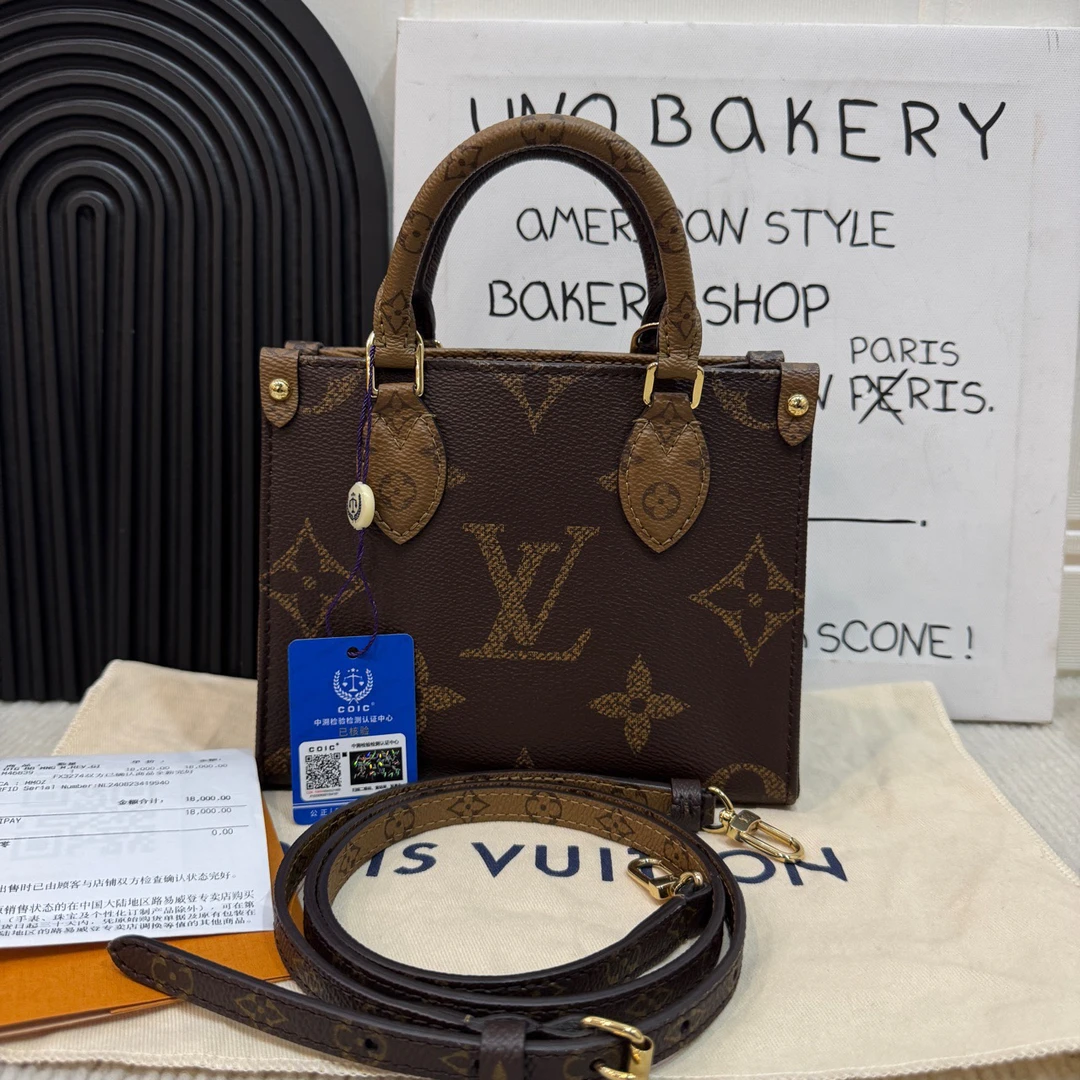 99新 LouisVuitton/路易威登 【蔡包紫】老花onthego bb