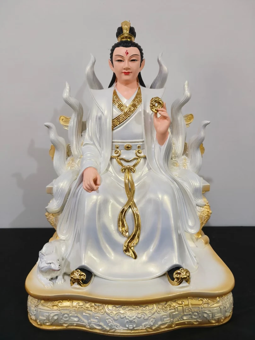 新款九尾狐像男女狐仙树脂玉家居神像供奉摆件